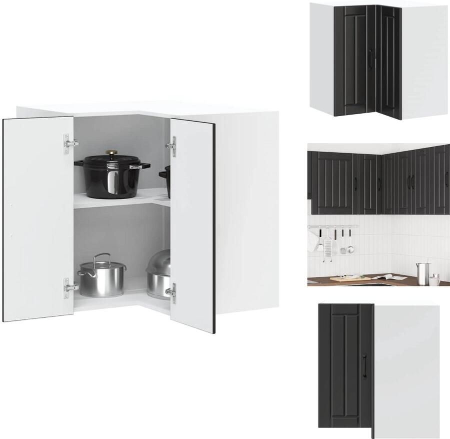 VidaXL Keuken Muur Hoekkast Keuken Muur Hoekkasten Keuken Wandkast Muur Hoekkast Keukenwandhoekkast Lucca bewerkt hout zwart