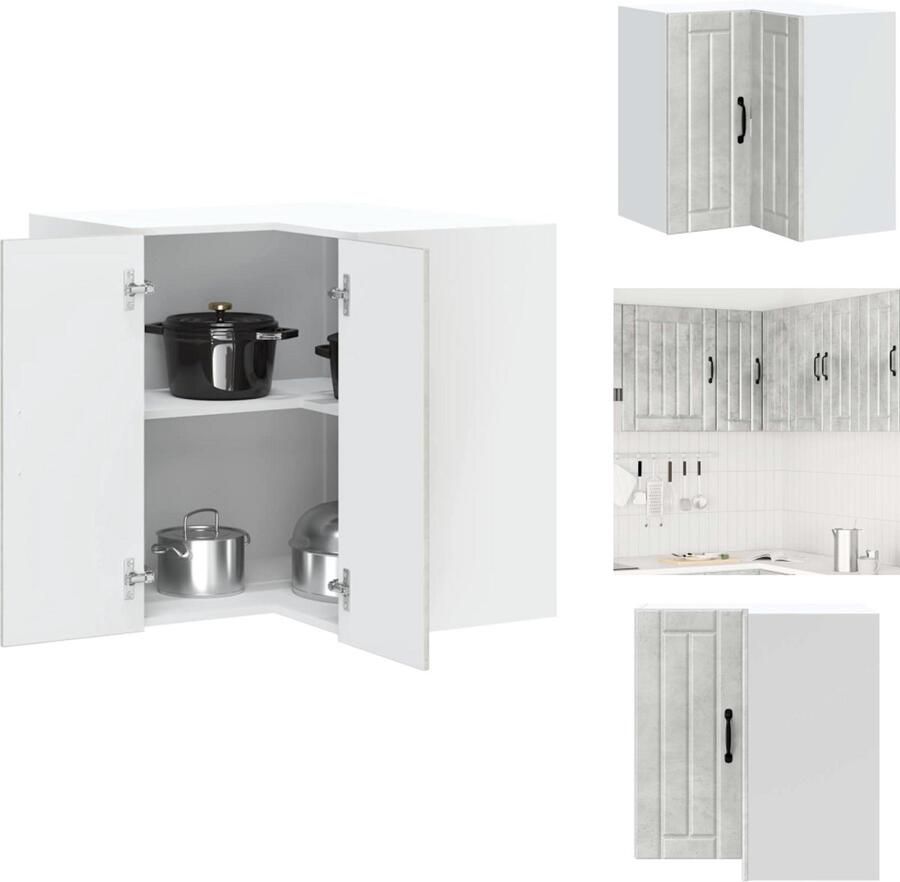 VidaXL Keuken Muur Hoekkast Keuken Muur Hoekkasten Keuken Wandkast Muur Hoekkast Keukenwandhoekkast Lucca bewerkt hout betongrijs
