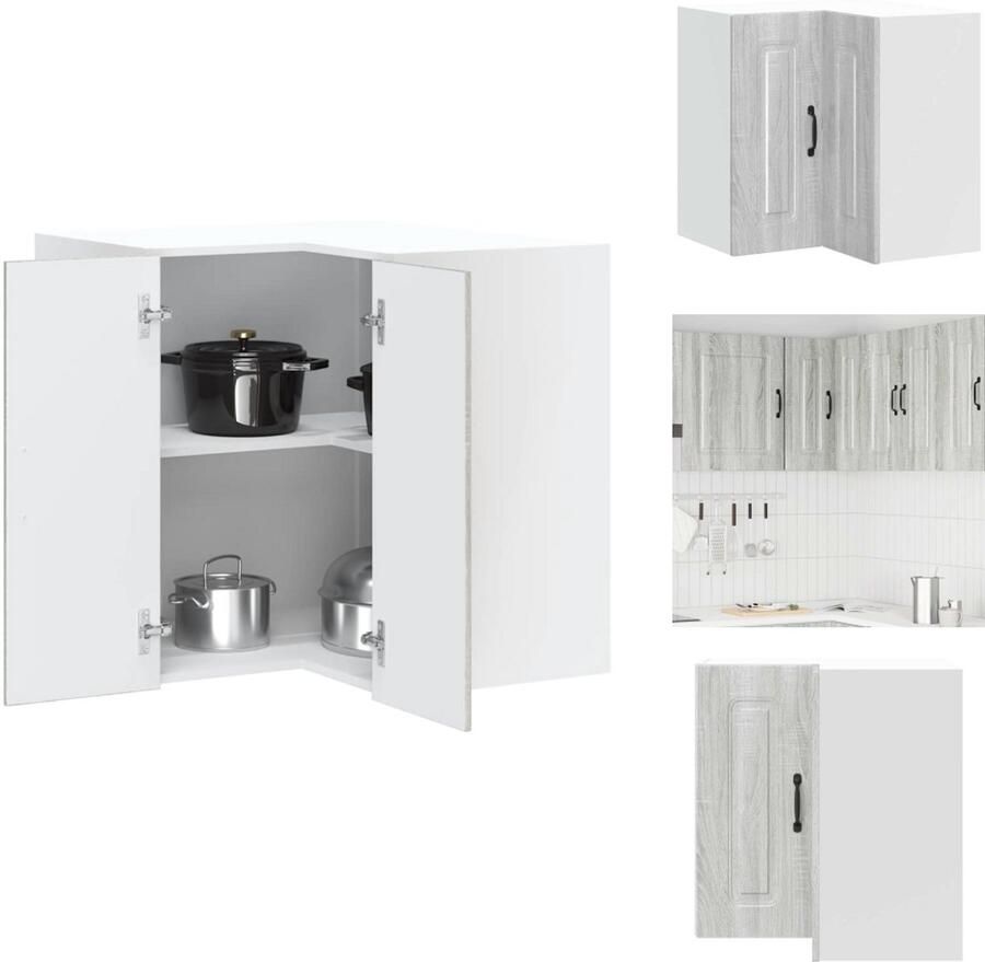 VidaXL Keuken Muur Hoekkast Keuken Muur Hoekkasten Keuken Wandkast Muur Hoekkast Keukenwandhoekkast Kalmar bewerkt hout grijs sonoma eiken