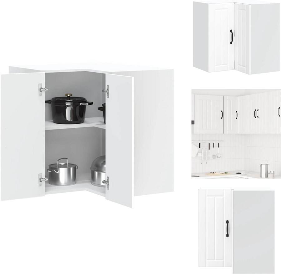 VidaXL Keuken Muur Hoekkast Keuken Muur Hoekkasten Keuken Wandkast Muur Hoekkast Keukenwandhoekkast Lucca bewerkt hout wit