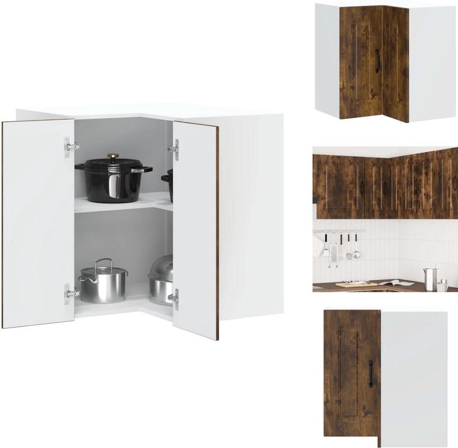 VidaXL Keuken Muur Hoekkast Keuken Muur Hoekkasten Keuken Wandkast Muur Hoekkast Keukenwandhoekkast Kalmar bewerkt hout gerookt eikenkleurig
