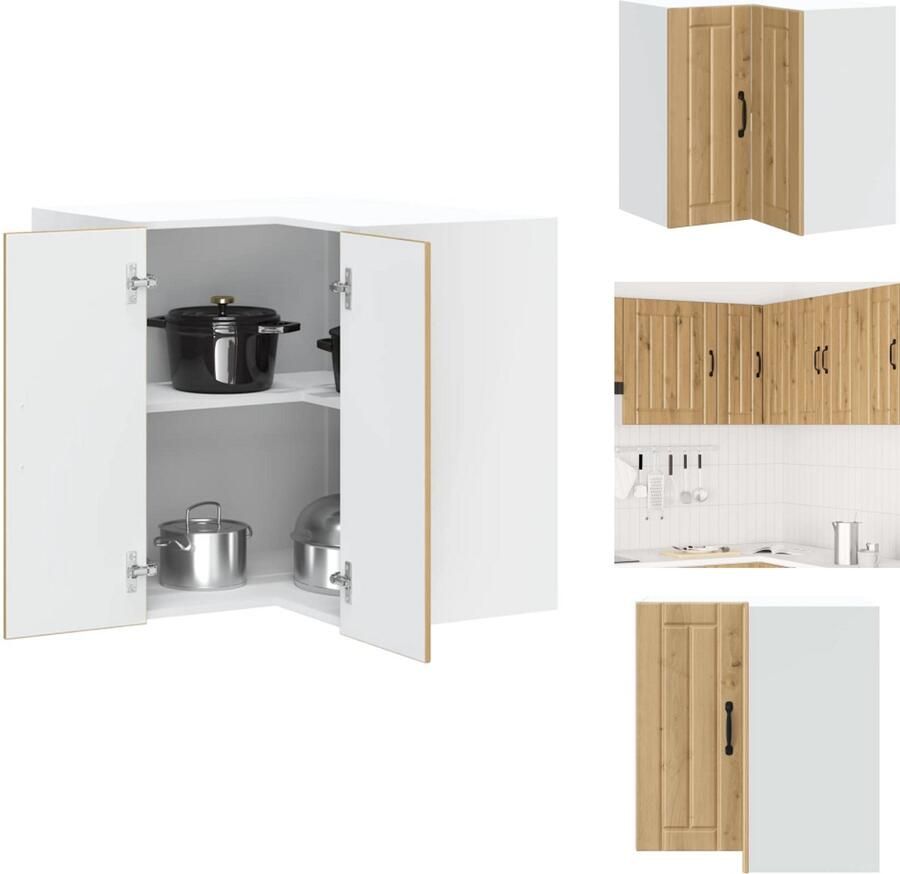 VidaXL Keuken Muur Hoekkast Keuken Muur Hoekkasten Keuken Wandkast Muur Hoekkast Keukenwandhoekkast Lucca bewerkt hout artisanaal eikenkleur