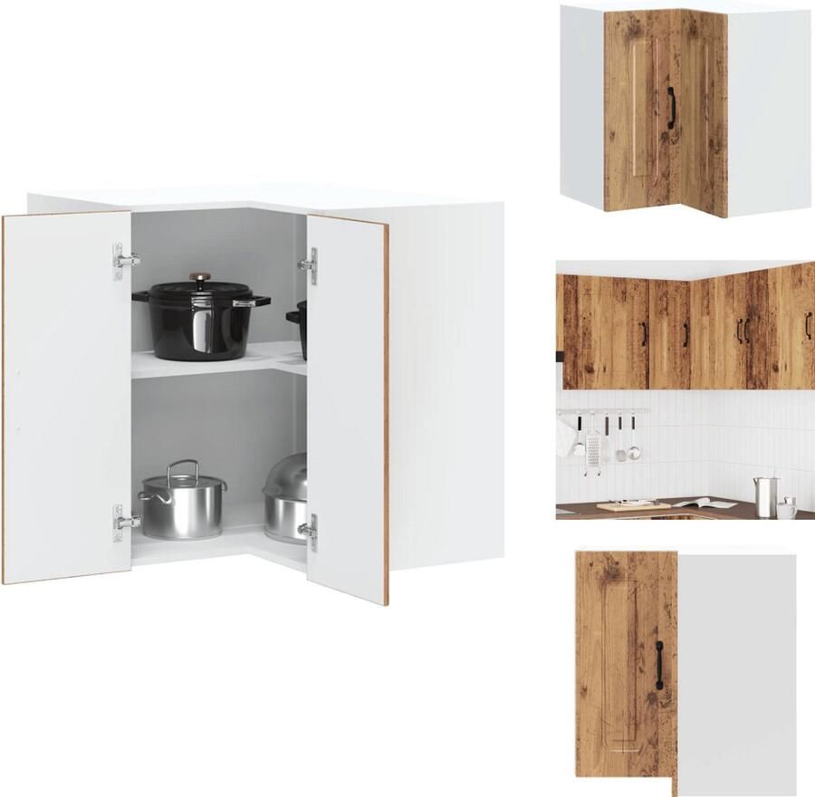 VidaXL Keuken Muur Hoekkast Keuken Muur Hoekkasten Keuken Wandkast Muur Hoekkast Keukenwandhoekkast Kalmar bewerkt hout oud houtkleurig