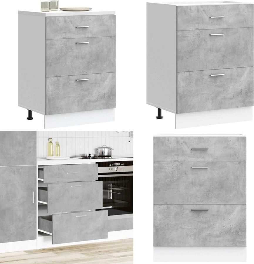 VidaXL Keuken onderkast bewerkt hout betongrijs Keuken Onderkast Keuken Onderkasten Spoelbak Onderkast Gootsteen Onderkast
