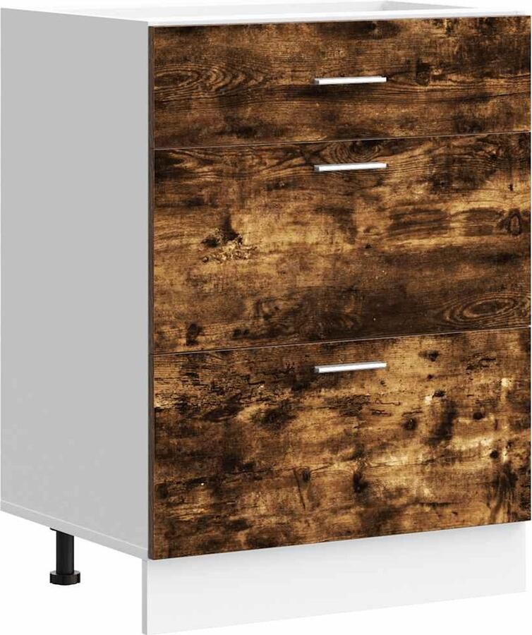 VidaXL Keuken onderkast Lyon bewerkt hout gerookt eikenkleurig