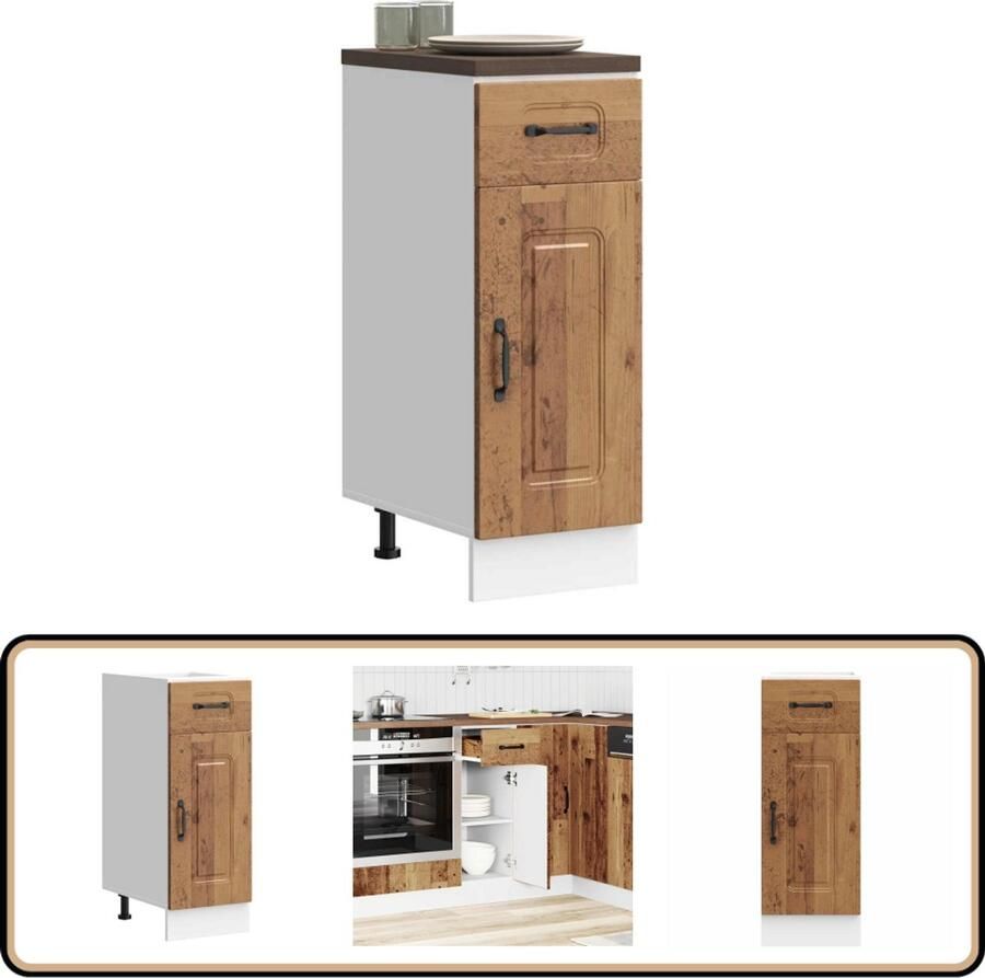 VidaXL Keuken onderkast Kalmar Bewerkt hout 81 5 cm Keukenonderkast Houten Keukenkast Opslagoplossing Keuken Kalmar Serie Oude Houtstijl