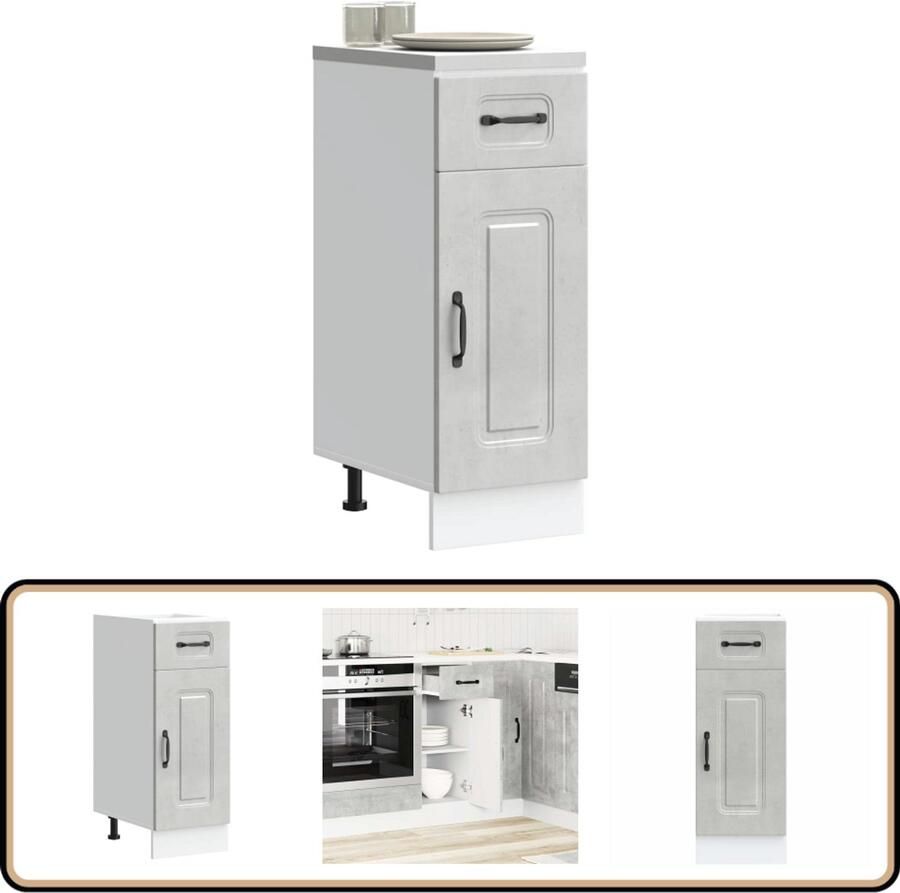 VidaXL Keuken onderkast Kalmar Bewerkt hout Betongrijs Keukenonderkast Houten Keukenonderkast Betonnen Grijze Keukenonderkast Keukenopslag Keukenkasten