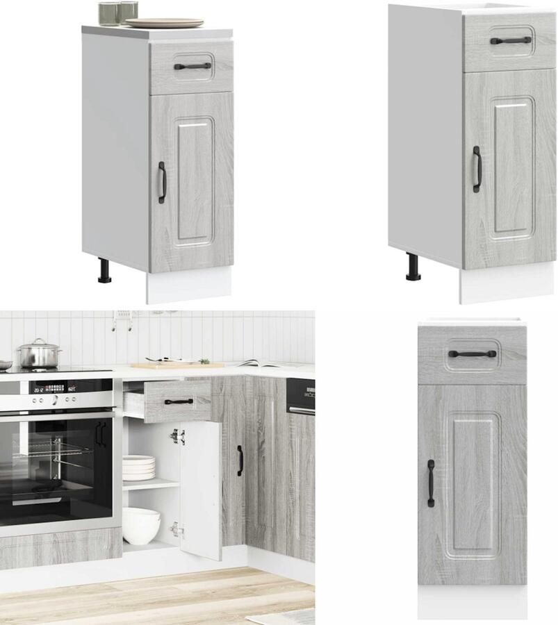 VidaXL Keuken onderkast Kalmar bewerkt hout grijs sonoma eiken Keuken Onderkast Keuken Onderkasten Spoelbak Onderkast Gootsteen Onderkast
