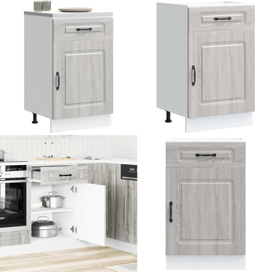 VidaXL Keuken onderkast Kalmar bewerkt hout grijs sonoma eiken Keuken Onderkast Keuken Onderkasten Spoelbak Onderkast Gootsteen Onderkast