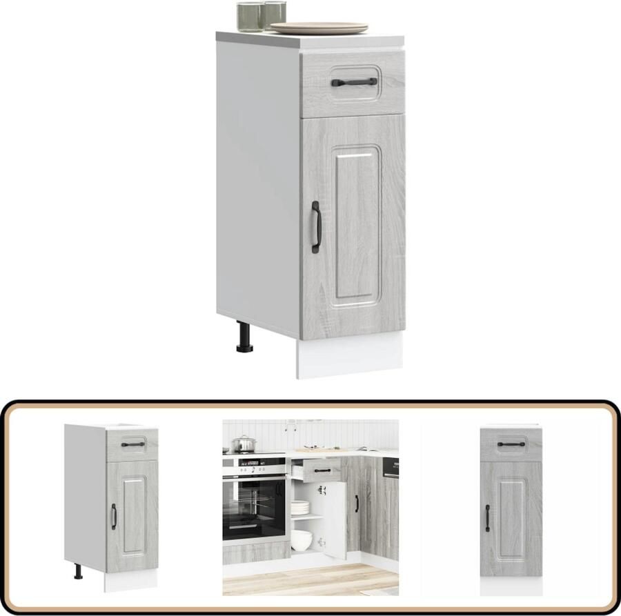 VidaXL Keuken onderkast Kalmar Grijs Sonoma Eiken Keukenonderkast Houten Kast Grijze Keuken Opbergkasten Keukenopslag