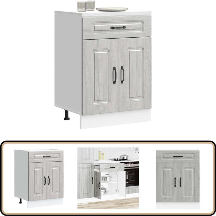 VidaXL Keuken Onderkast Kalmar Grijs Sonoma Eiken Keukenonderkast Houten Keukenkasten Grijze Keukenkasten Sonome Eiken Opslagoplossing Keuken