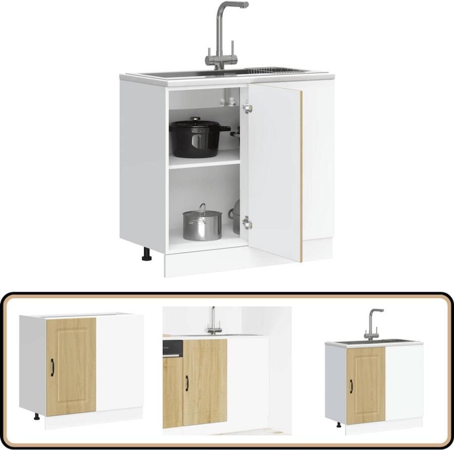 VidaXL Keuken onderkast Kalmar Sonoma eiken 86x46x81 5 cm Keukenonderkast Houten Keukenkasten Opslagoplossing Keuken Sonoma Eiken Meubels Kalmar Serie