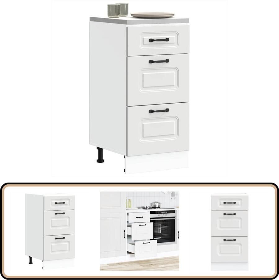 VidaXL Keuken Onderkast Kalmar Wit Bewerkt Hout Keukenonderkast Houten Keukenkast Opslagoplossing Keuken Keukenmeubel Kalmar Serie