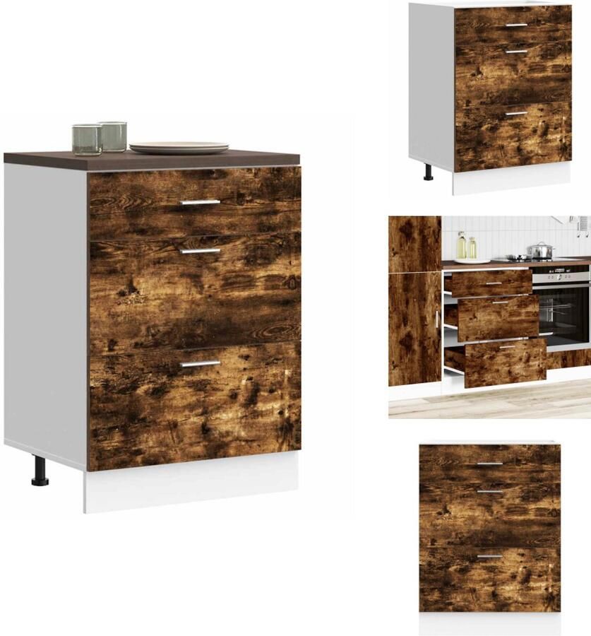 VidaXL Keuken Onderkast Keuken Onderkasten Spoelbak Onderkast Gootsteen Onderkast Keuken onderkast bewerkt hout gerookt eikenkleurig