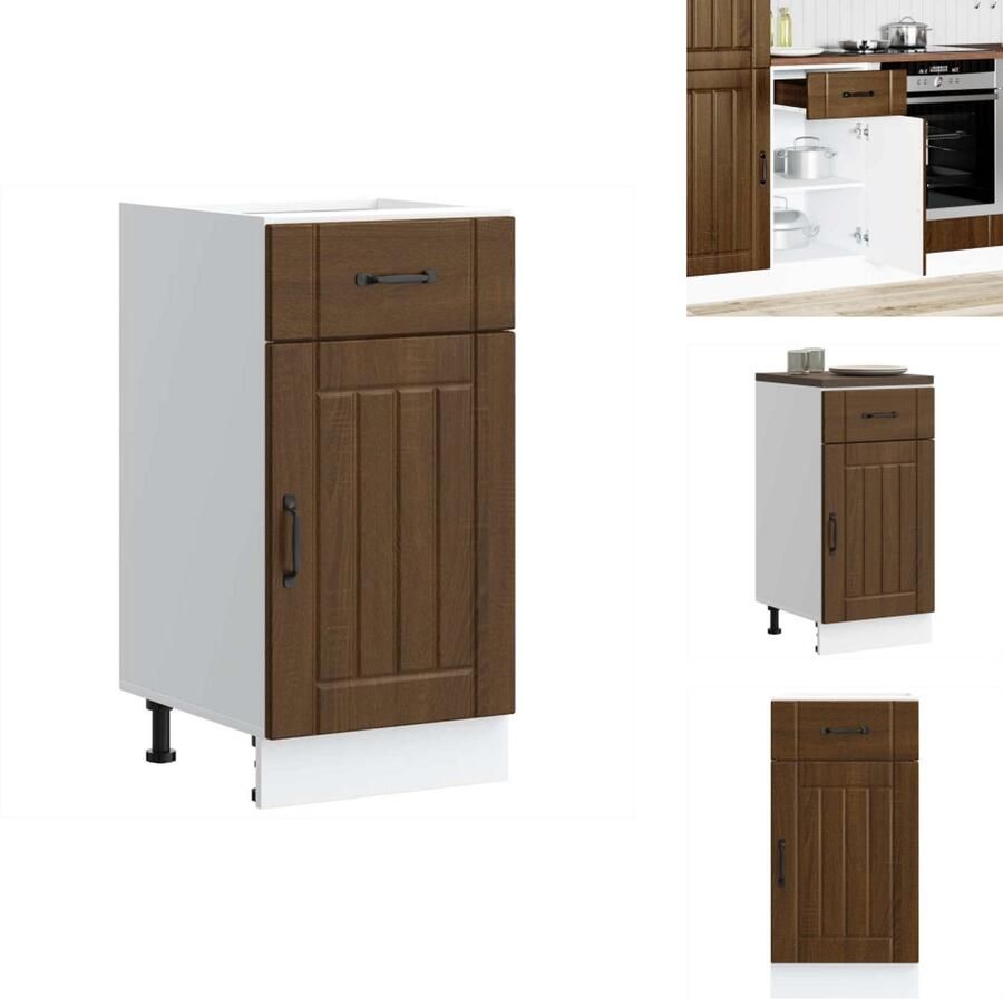 VidaXL Keuken Onderkast Keuken Onderkasten Spoelbak Onderkast Gootsteen Onderkast Keuken onderkast Lucca bewerkt hout bruin eikenkleur