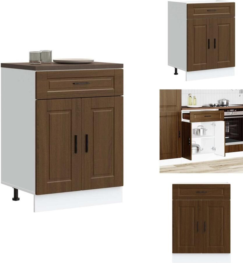 VidaXL Keuken Onderkast Keuken Onderkasten Spoelbak Onderkast Gootsteen Onderkast Keuken onderkast Porto bewerkt hout bruin eikenkleur