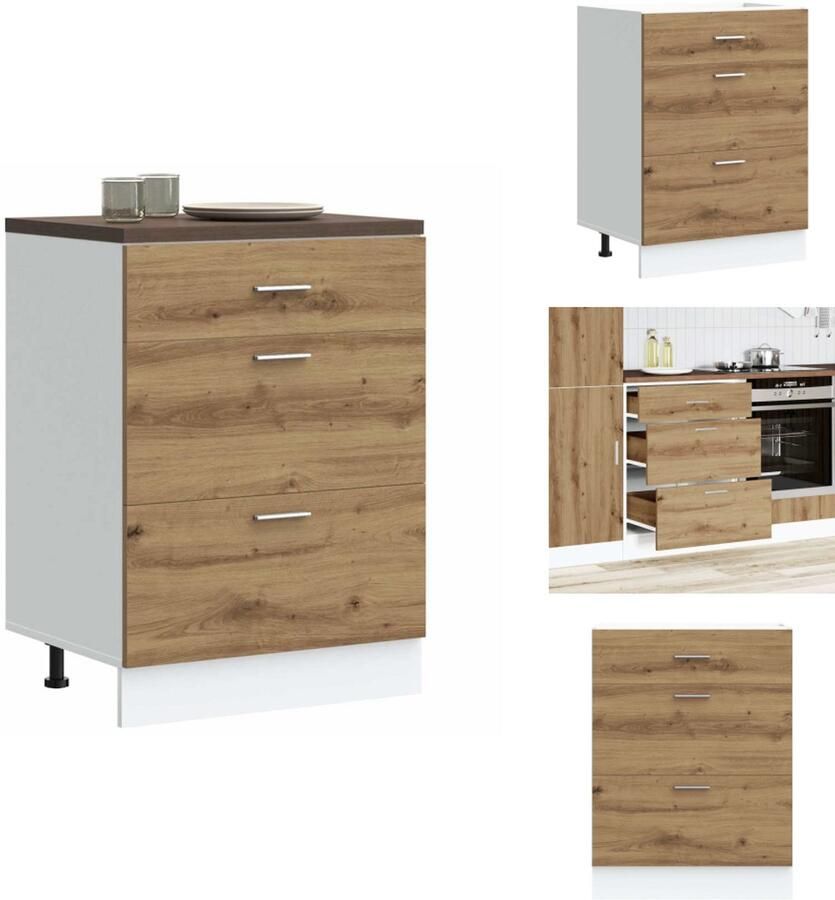 VidaXL Keuken Onderkast Keuken Onderkasten Spoelbak Onderkast Gootsteen Onderkast Keuken onderkast bewerkt hout artisanaal eikenkleur