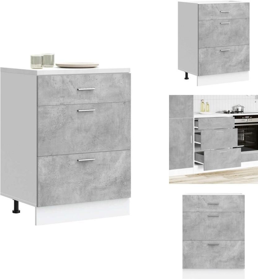 VidaXL Keuken Onderkast Keuken Onderkasten Spoelbak Onderkast Gootsteen Onderkast Keuken onderkast bewerkt hout betongrijs