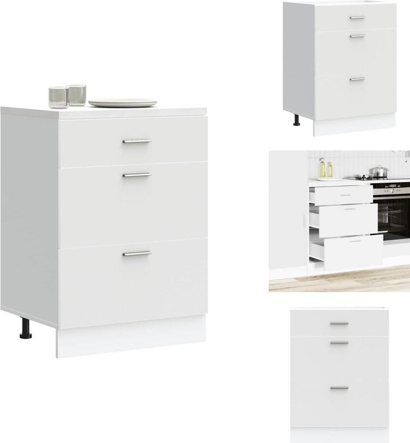 VidaXL Keuken Onderkast Keuken Onderkasten Spoelbak Onderkast Gootsteen Onderkast Keuken onderkast bewerkt hout wit
