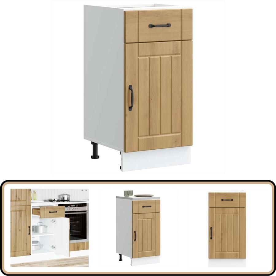 VidaXL Keuken onderkast Lucca 40x46x81 5 cm Eiken Keukenonderkast Houten Keukenkast Opslagruimte Keuken Lucca Serie Kunststof Front