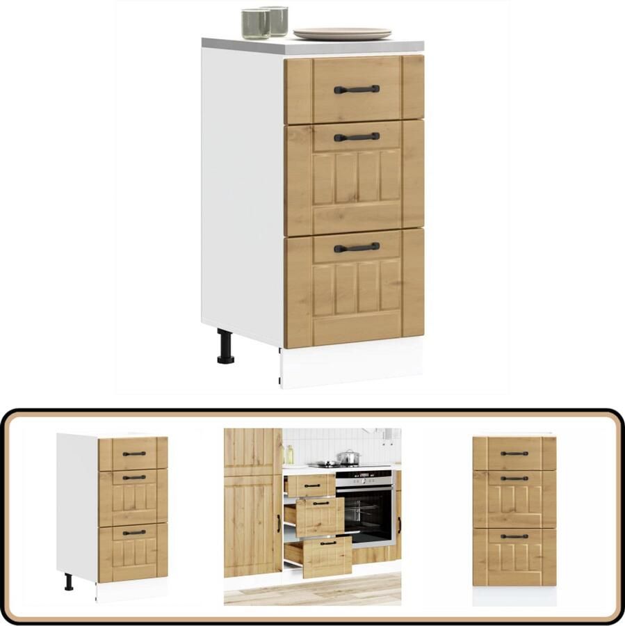 VidaXL Keuken onderkast Lucca 40x46x81 5 cm Eiken Keukenonderkast Keukenkasten Opslagruimte Houten Kast Lucca Serie