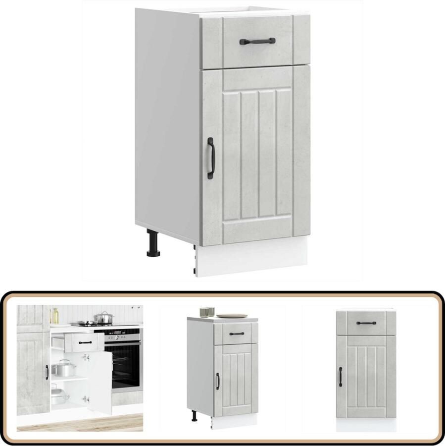 VidaXL Keuken Onderkast Lucca Betongrijs Keukenonderkast Keukenkasten Houten Keuken Lucca Serie Betongrijs