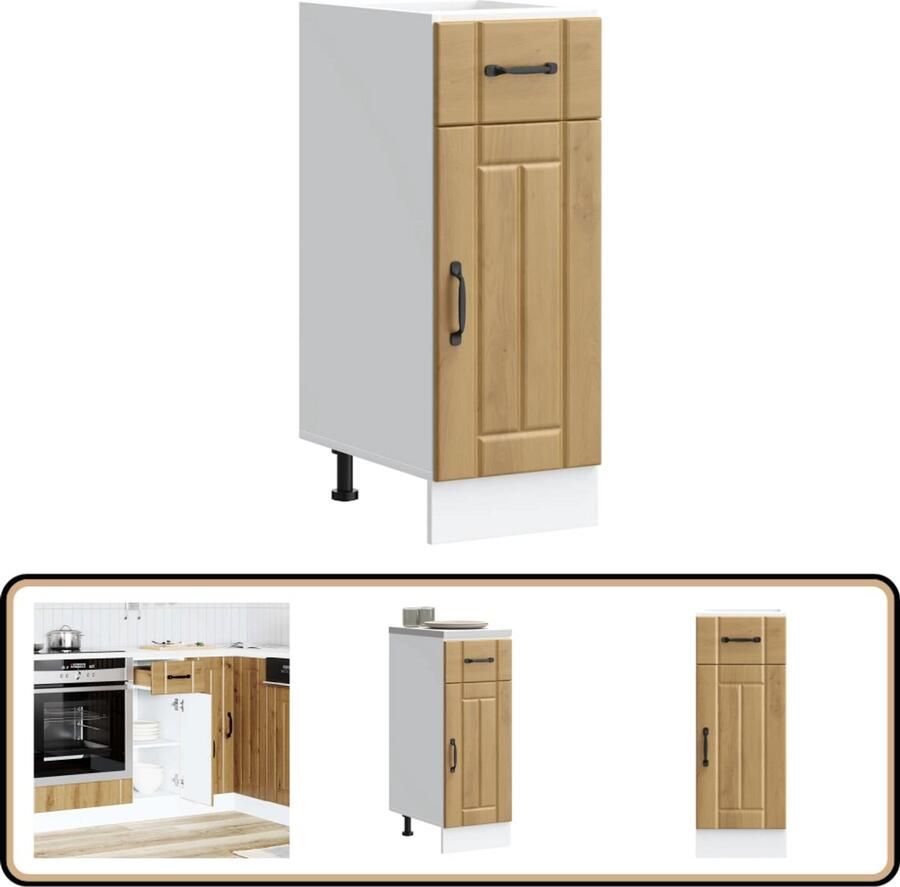 VidaXL Keuken onderkast Lucca Bewerkt hout Artisan Eiken Keukenonderkast Houten Keukenkasten Lucca Serie Opslagruimte Artisan Eiken Kleur