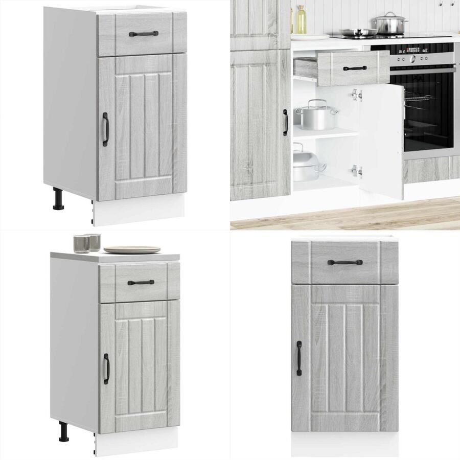 VidaXL Keuken onderkast Lucca bewerkt hout grijs sonoma eikenkleur Keuken Onderkast Keuken Onderkasten Spoelbak Onderkast Gootsteen Onderkast