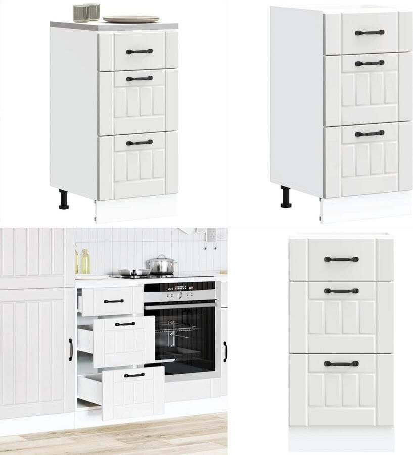 VidaXL Keuken onderkast Lucca bewerkt hout wit Keuken Onderkast Keuken Onderkasten Spoelbak Onderkast Gootsteen Onderkast