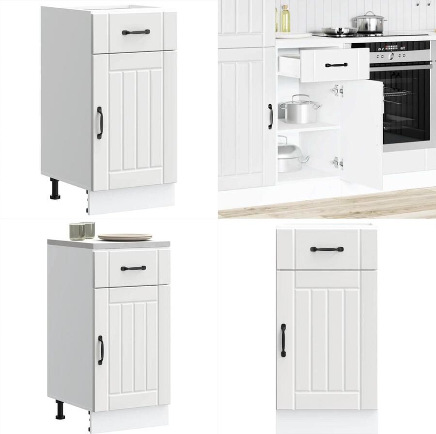 VidaXL Keuken onderkast Lucca bewerkt hout wit Keuken Onderkast Keuken Onderkasten Spoelbak Onderkast Gootsteen Onderkast