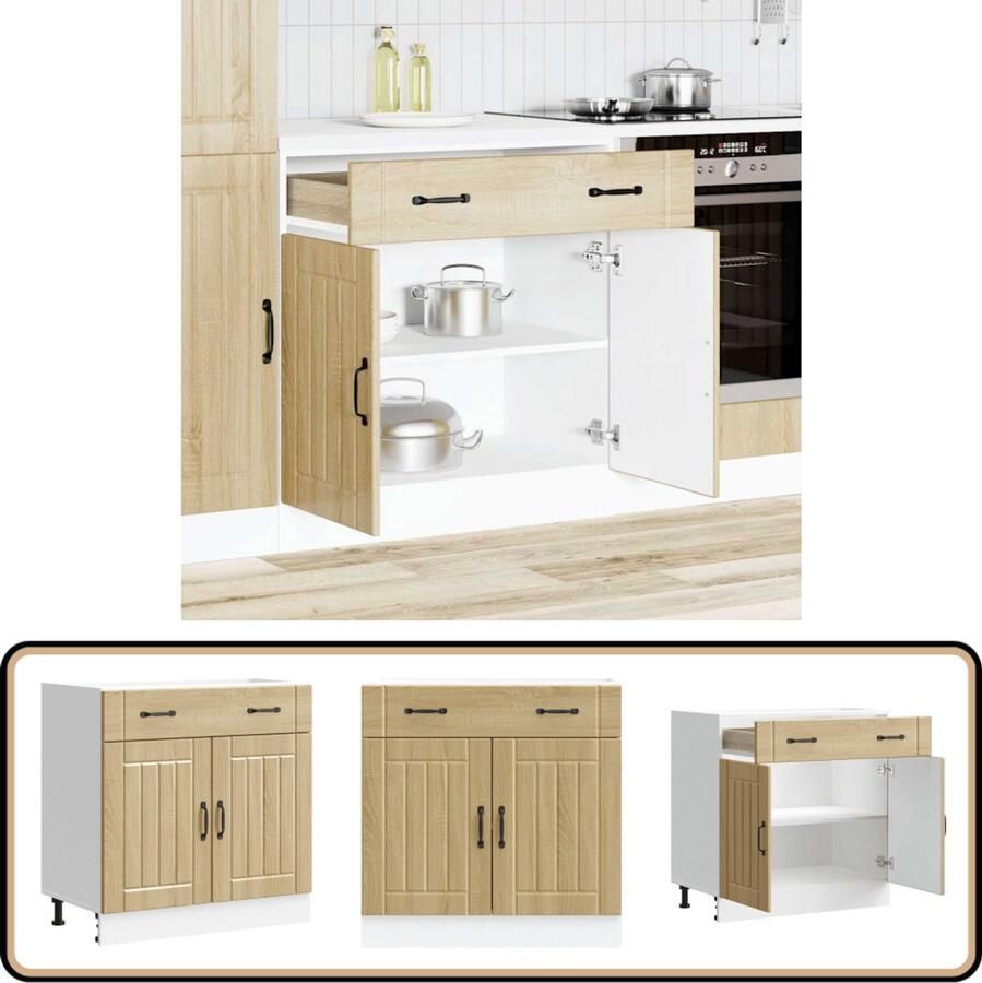 VidaXL Keuken onderkast Lucca Sonoma eiken Hout Keukenonderkast Sonoma Eiken Houten Keukenkasten Opslagruimte Keuken Hoekkast