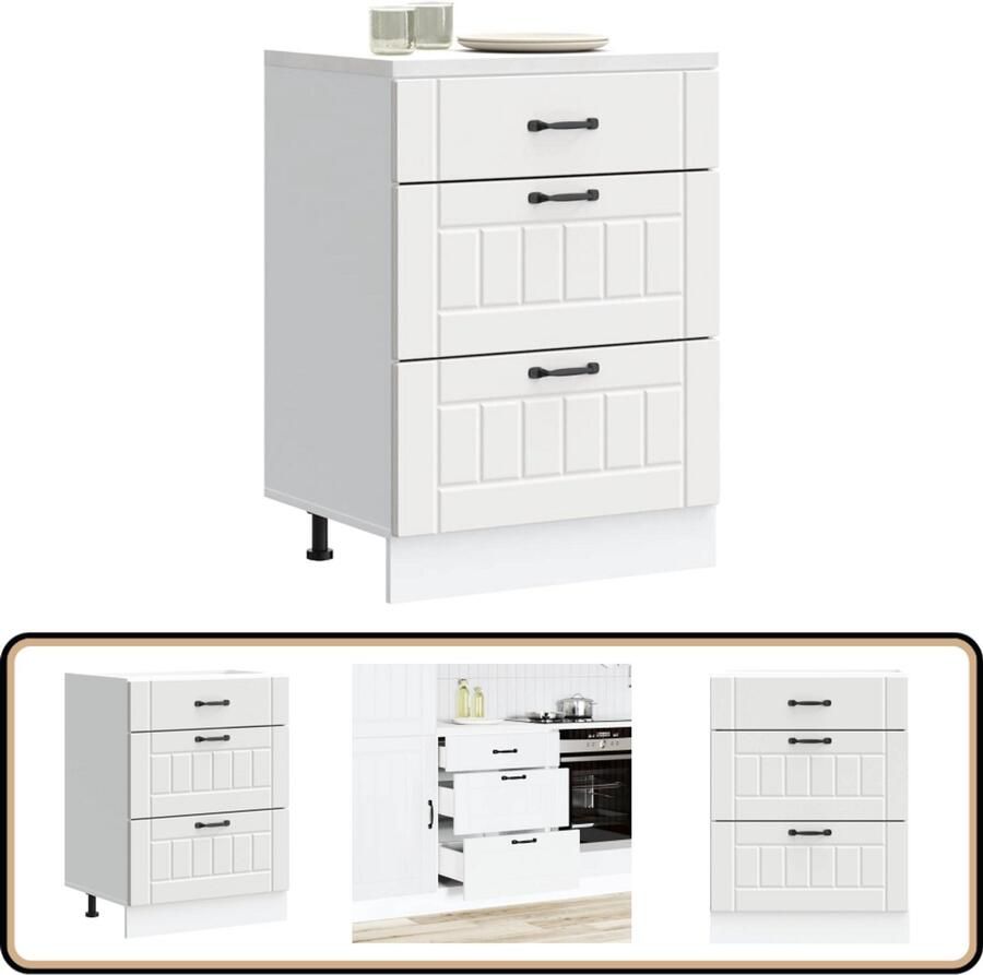 VidaXL Keuken onderkast Lucca Wit 60x46x81 5 cm Keukenonderkast Houten Keukenkast Witte Keukenkast Opslagruimte Keuken Keukenopstelling