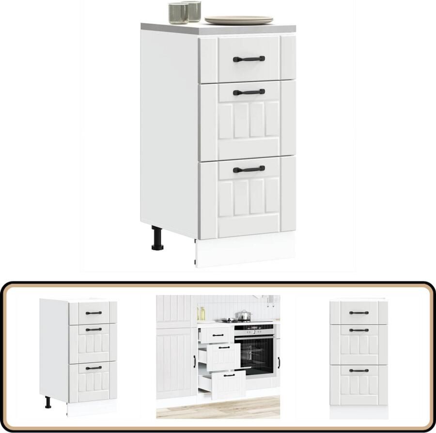 VidaXL Keuken onderkast Lucca Wit Bewerkt hout Keukenonderkast Houten Keuken Wit Keuken Lucca Serie Opbergruimte