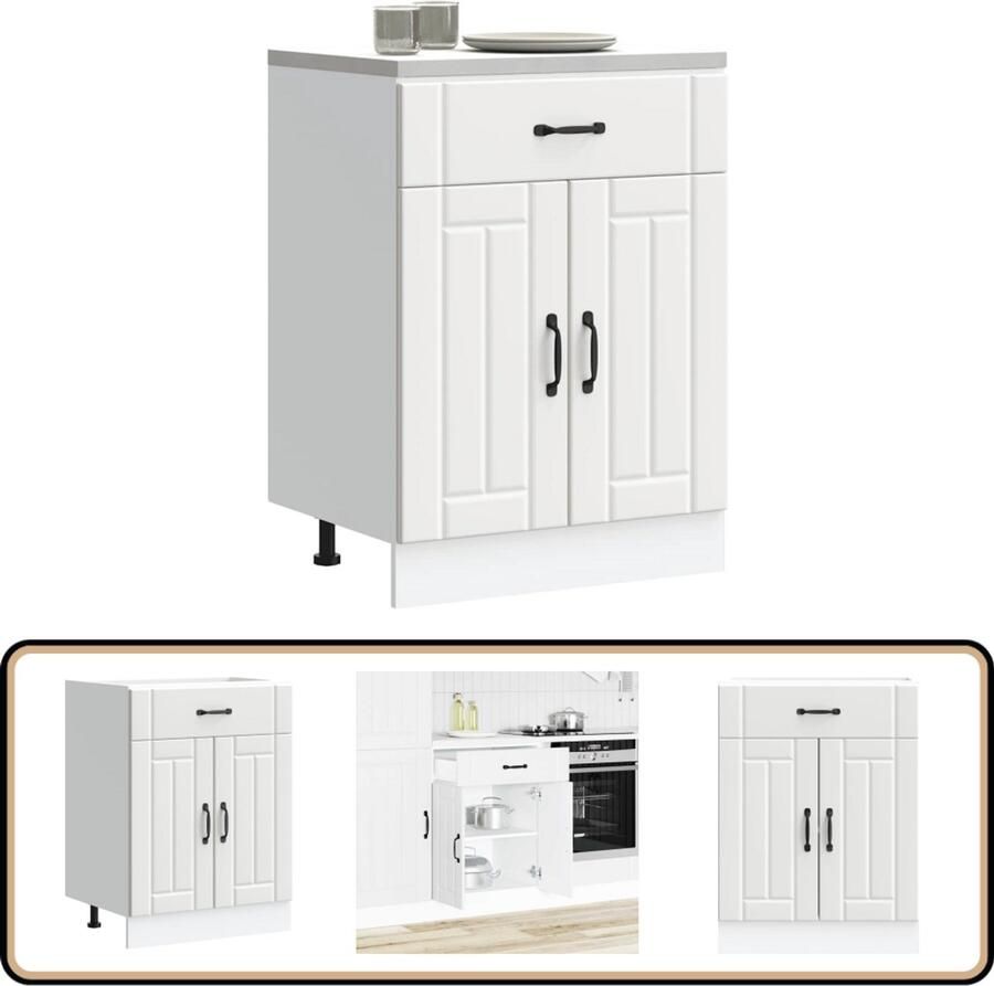 VidaXL Keuken onderkast Lucca Wit Bewerkt hout Keukenonderkast Houten Keukenkasten Keukenopbergruimte Lucca Keuken Wit Keukenmeubilair