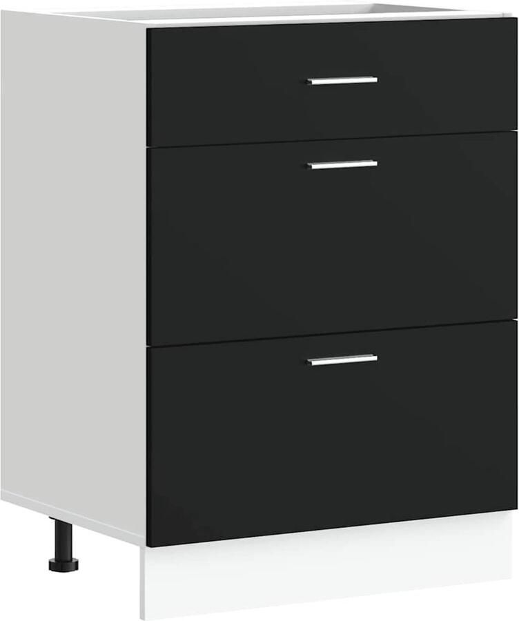 VidaXL Keuken onderkast Lyon bewerkt hout zwart