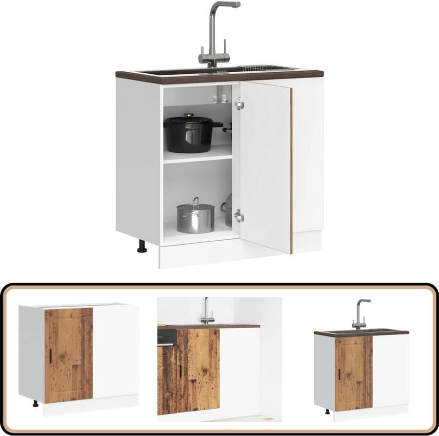VidaXL Keuken onderkast Porto Bewerkt hout 86x46x81 5 cm Keukenonderkast Houten Keukenkast Opslagoplossing Keuken Keukenmeubel Houtlook