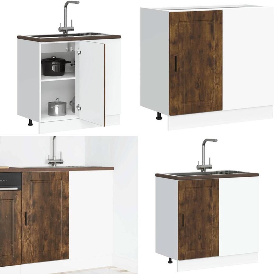 VidaXL Keuken onderkast Porto bewerkt hout gerookt eikenkleurig Keuken Onderkast Keuken Onderkasten Keukenonderkast Keukenonderkasten