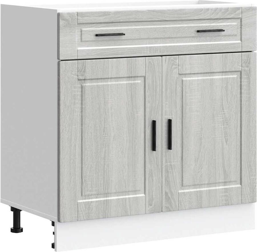 VIDAXL Keuken onderkast "Porto" bewerkt hout grijs sonoma eiken