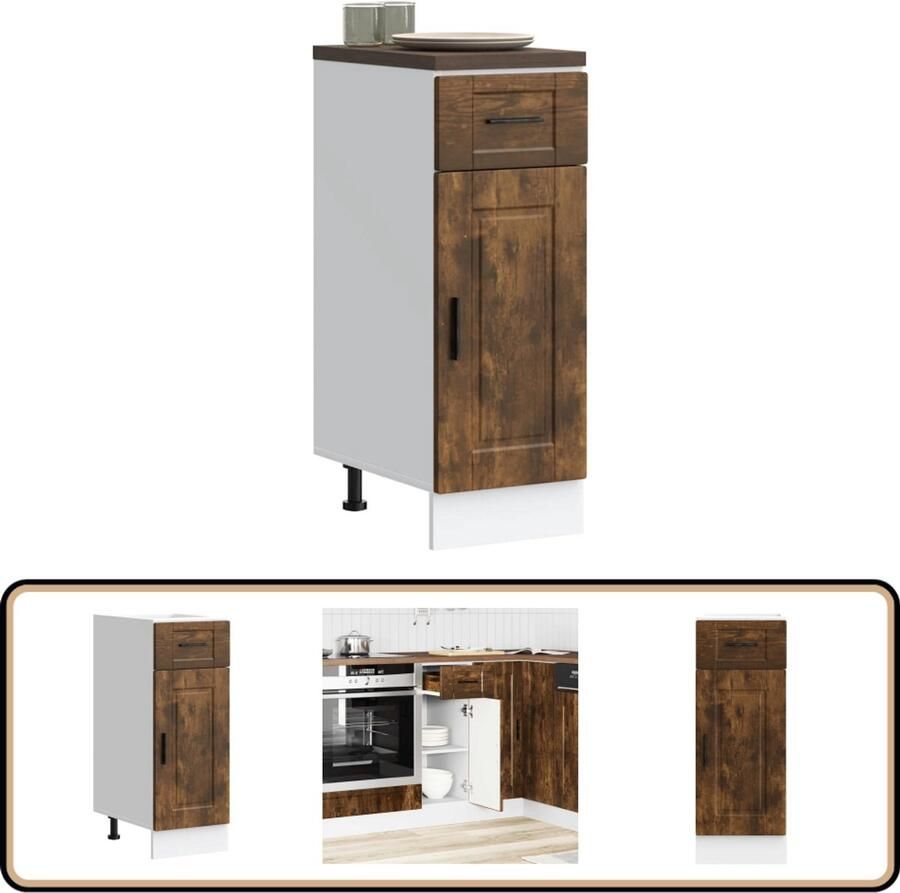 VidaXL Keuken onderkast Porto Gerookt eiken Keukenonderkast Keukenkasten Opslagoplossing Keuken Houten Keukenmeubel Gerookte Eiken Meubels