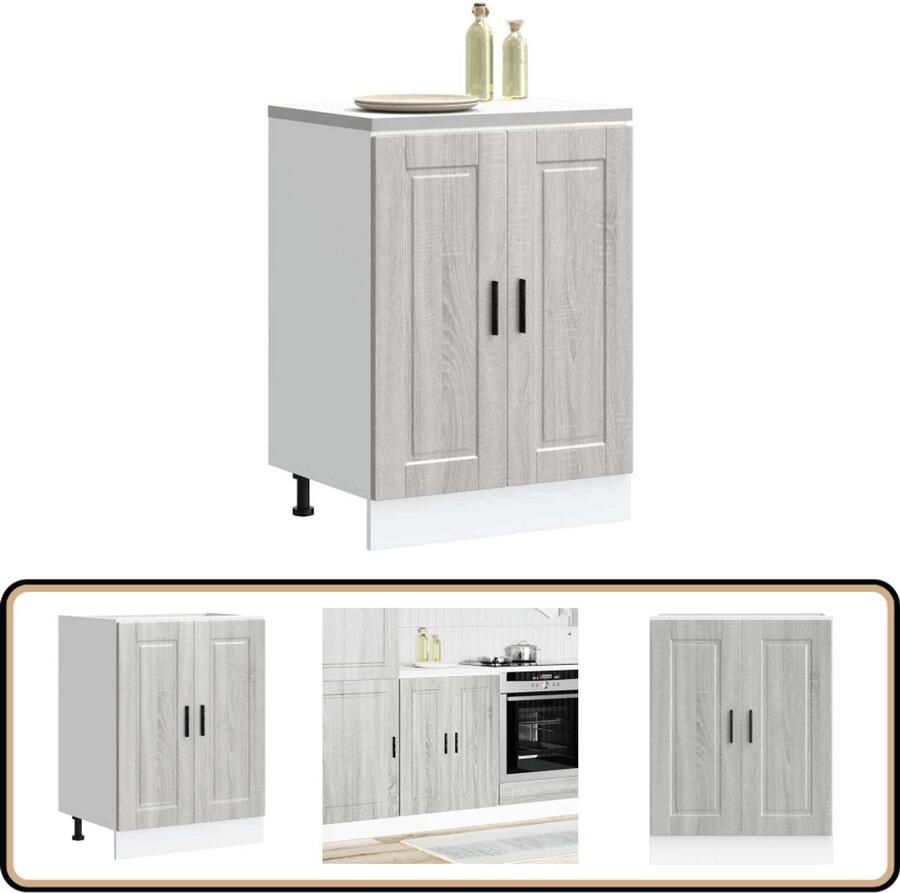 VidaXL Keuken Onderkast Porto Grijs Sonoma Eiken Keukenonderkast Houten Keukenkast Grijze Keukenkast Opslagoplossing Keuken Organisatie