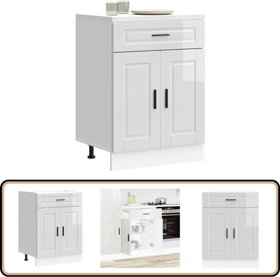 VidaXL Keuken Onderkast Porto Hoogglans Wit Keukenonderkast Houten Keukenkasten Witte Keukenkasten Kookeilandkasten Opslagoplossing Keuken