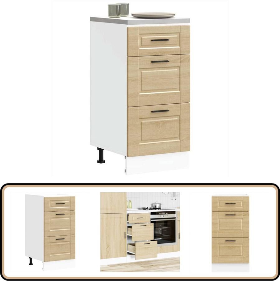 VidaXL Keuken onderkast Porto Sonoma Eiken 40 cm Keukenonderkast Houten Keuken Opslagoplossing Keuken Sonoma Eiken Keukenmeubel