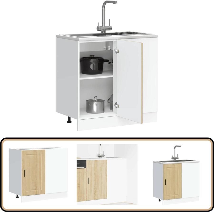 VidaXL Keuken onderkast Porto Sonoma Eiken Keukenonderkast Keukenkasten Houten Keuken Sonomaeik Opslagoplossing