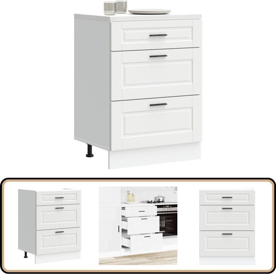 VidaXL Keuken Onderkast Porto Wit 60x46x81 5 cm Keukenonderkast Houten Kast Wit Keuken Opbergruimte Keukenopslag