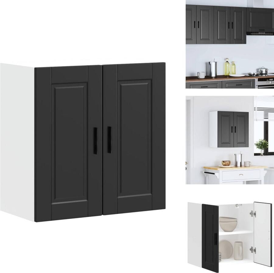 VidaXL Keuken Wandkast Keuken Wandkasten Keuken Wandmeubel Gemonteerde Wandkast Keukenwandkast Porto bewerkt hout zwart