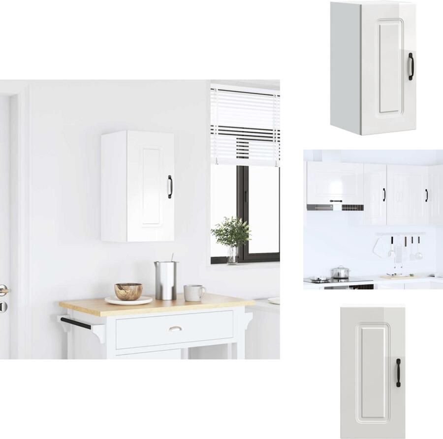 VidaXL Keuken Wandkast Keuken Wandkasten Keuken Wandmeubel Gemonteerde Wandkast Keukenwandkast Kalmar bewerkt hout hoogglans wit