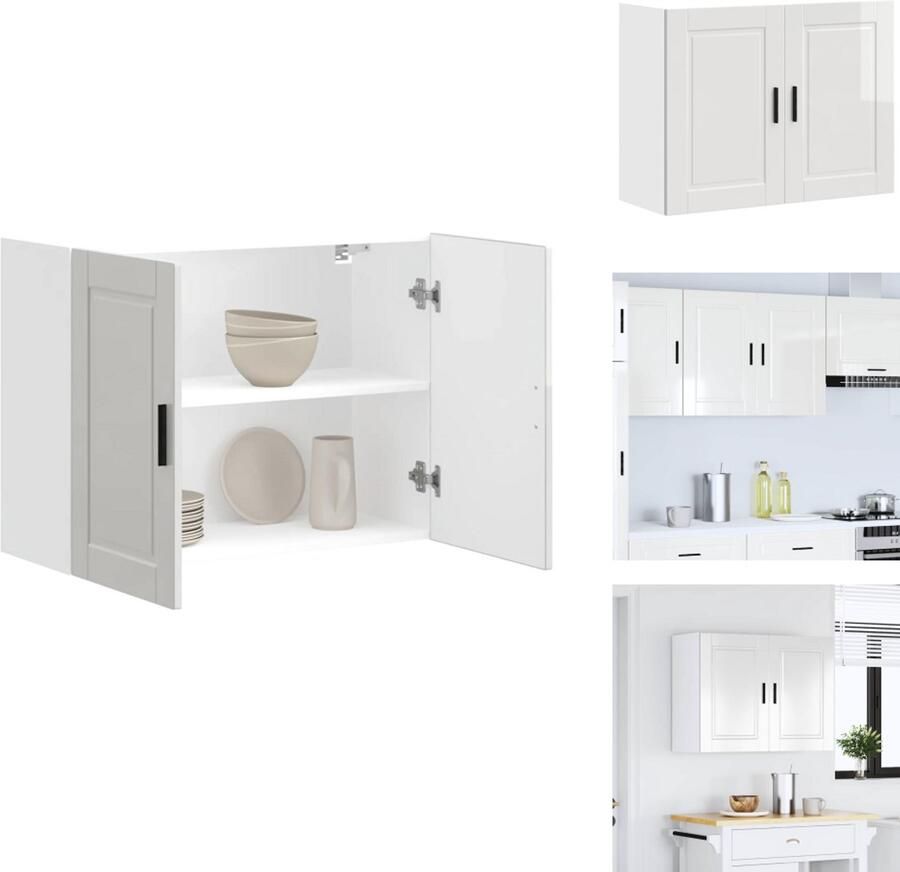 VidaXL Keuken Wandkast Keuken Wandkasten Keuken Wandmeubel Gemonteerde Wandkast Keukenwandkast Porto bewerkt hout hoogglans wit - Foto 4