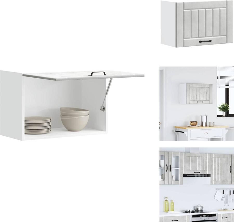 VidaXL Keuken Wandkast Keuken Wandkasten Keuken Wandmeubel Gemonteerde Wandkast Keukenwandkast Lucca bewerkt hout betongrijs - Foto 3
