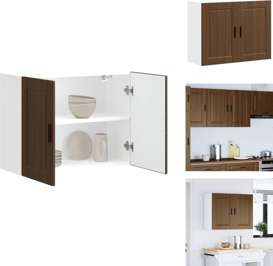 VidaXL Keuken Wandkast Keuken Wandkasten Keuken Wandmeubel Gemonteerde Wandkast Keukenwandkast Porto bewerkt hout bruin eikenkleur - Foto 3