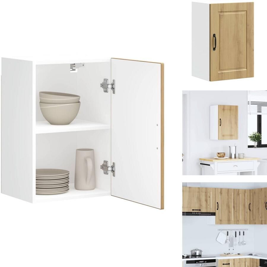 VidaXL Keuken Wandkast Keuken Wandkasten Keuken Wandmeubel Gemonteerde Wandkast Keukenwandkast Porto bewerkt hout artisanaal eikenkleur